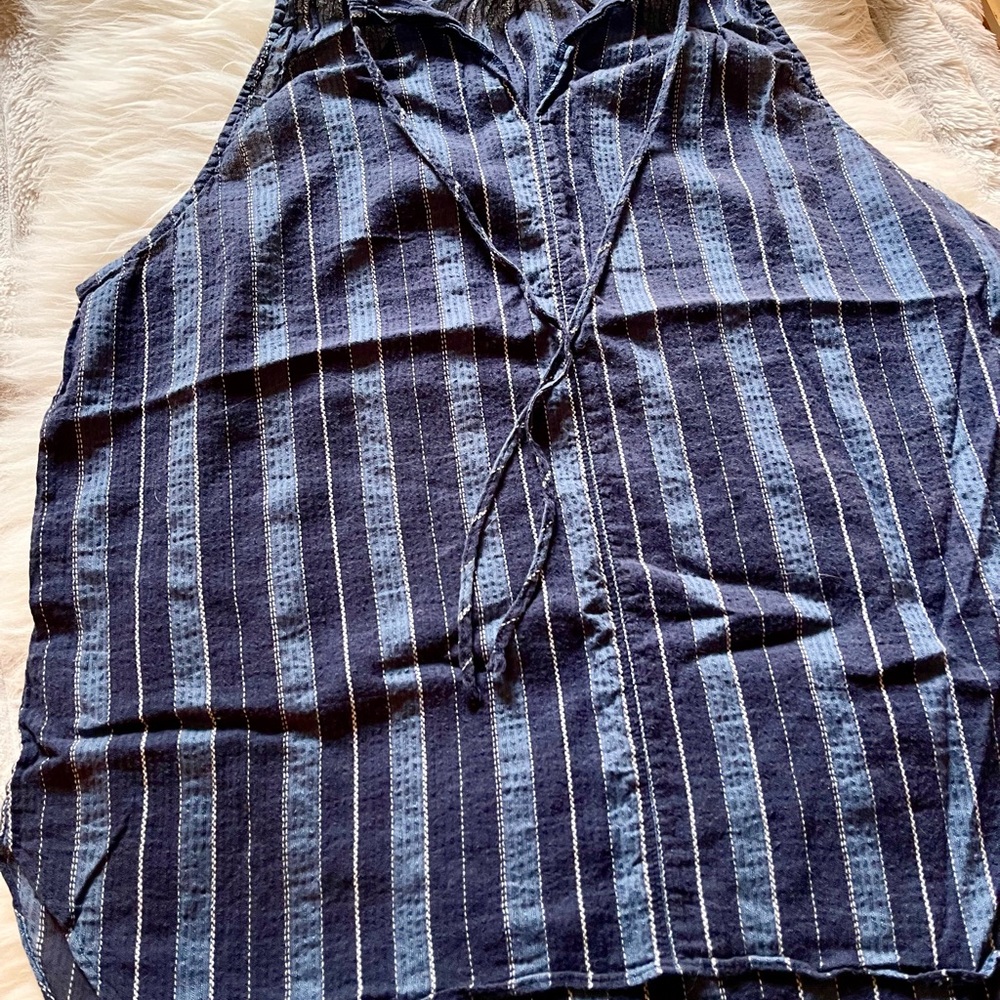 LOFT Blue Striped Tank Top